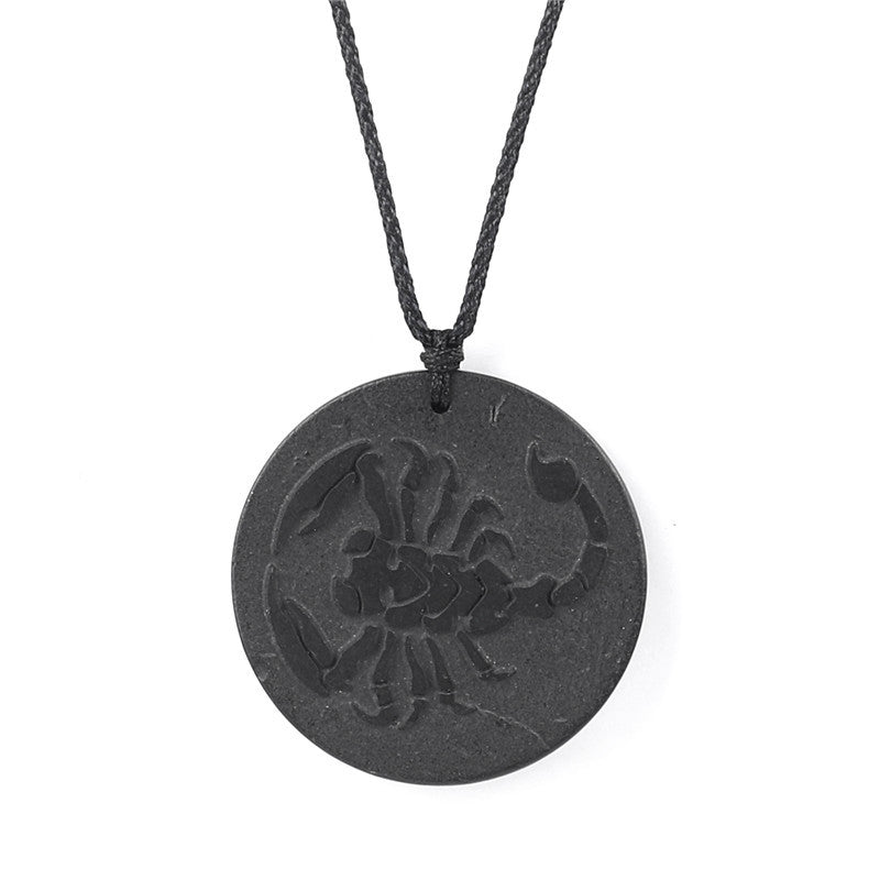 Evil eye protection Black graphitoid pendant necklacek