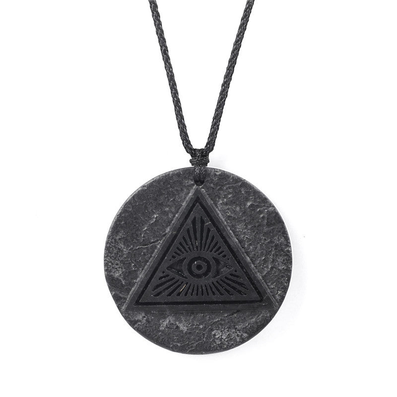 Evil eye protection Black graphitoid pendant necklacek