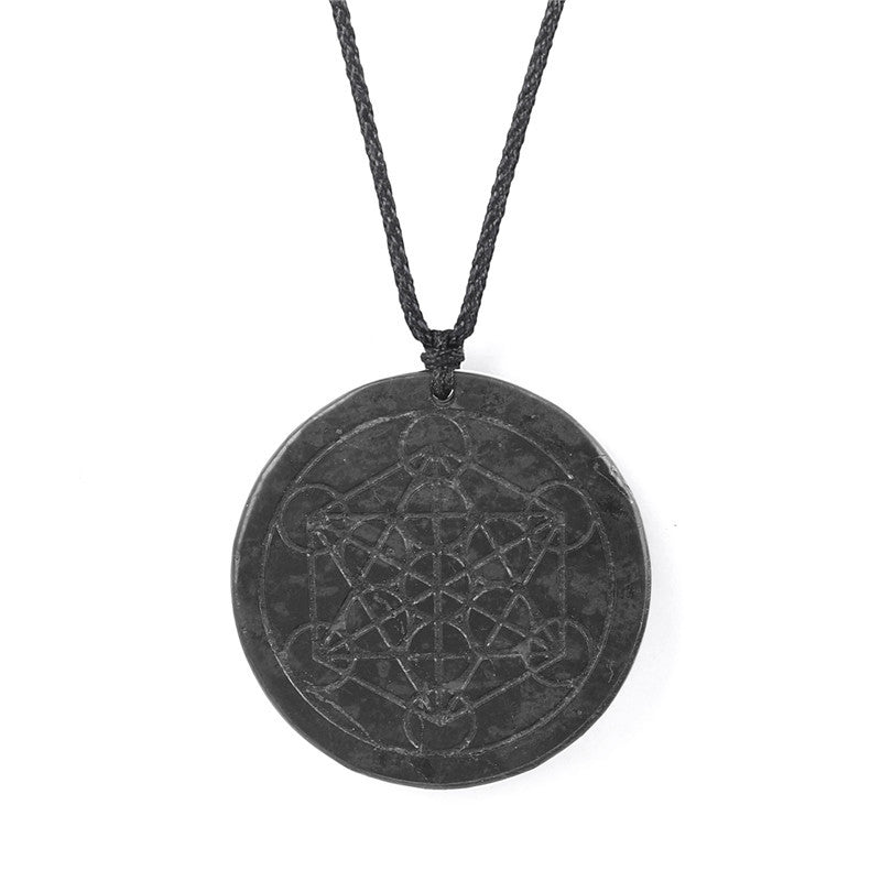 Evil eye protection Black graphitoid pendant necklacek