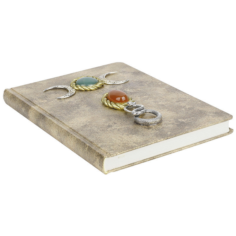 Hand Crafted Natural Crystal Notebook Snake Moon Gem Pattern