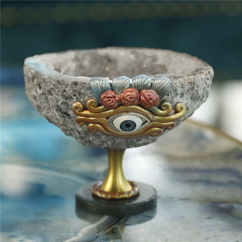 Handcrafted Natural Crystal Duzy Agate Protection Evil Eye Cup