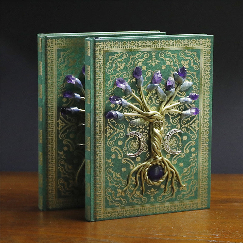 Handcrafted Natural Crystal Amethyst Journal Notebook