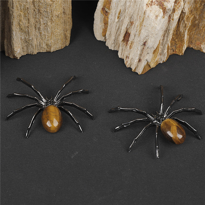 Handcrafted Natural Crystal Tiger's Eye Amethyst Spider