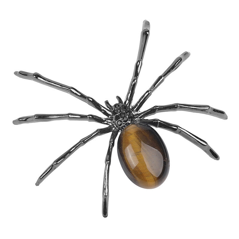 Handcrafted Natural Crystal Tiger's Eye Amethyst Spider