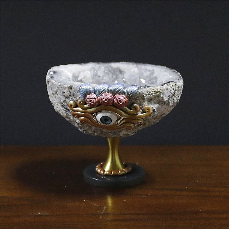 Handcrafted Natural Crystal Duzy Agate Protection Evil Eye Cup