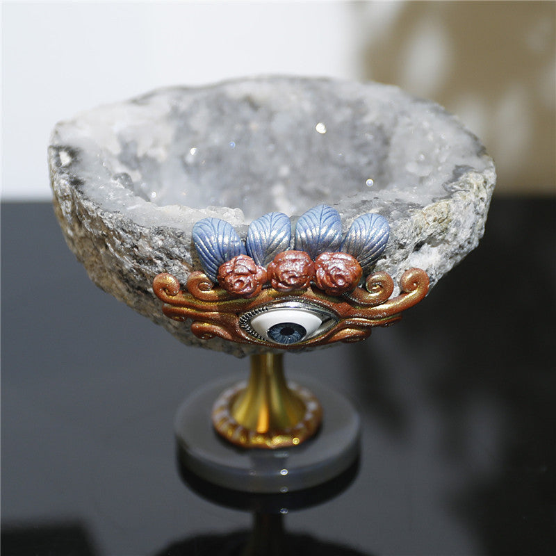 Handcrafted Natural Crystal Duzy Agate Protection Evil Eye Cup