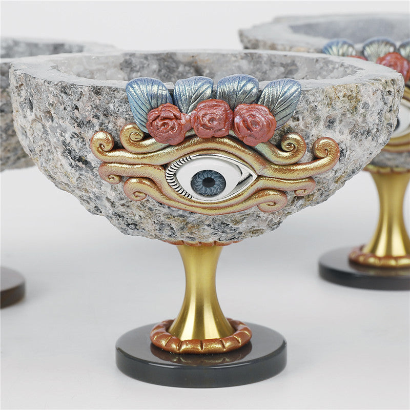 Handcrafted Natural Crystal Duzy Agate Protection Evil Eye Cup