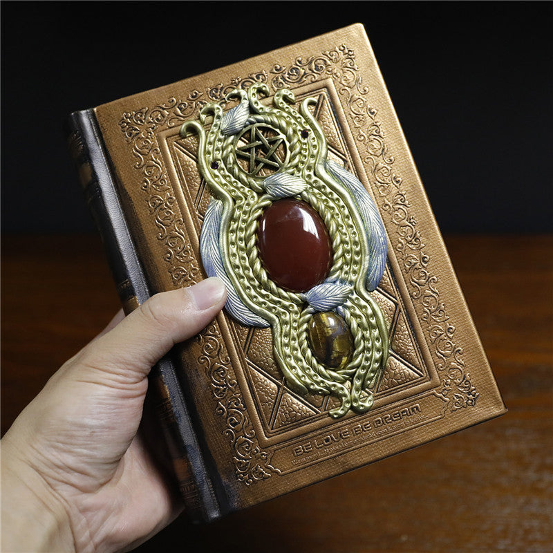 Hand Crafted Natural Crystal Notebook Interface Gem Pattern