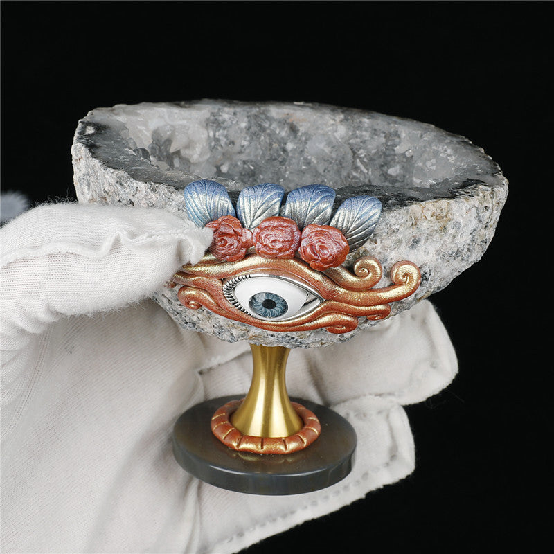 Handcrafted Natural Crystal Duzy Agate Protection Evil Eye Cup