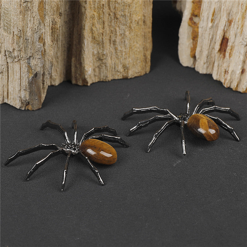 Handcrafted Natural Crystal Tiger's Eye Amethyst Spider